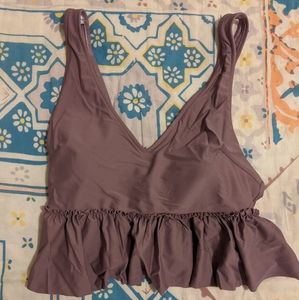 Longline crop ruffle swim top